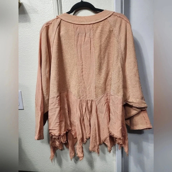 Free People "Gold Duster" Sweatshirt Size XS Oversized Summer Boho Festival - Picture 6 of 7